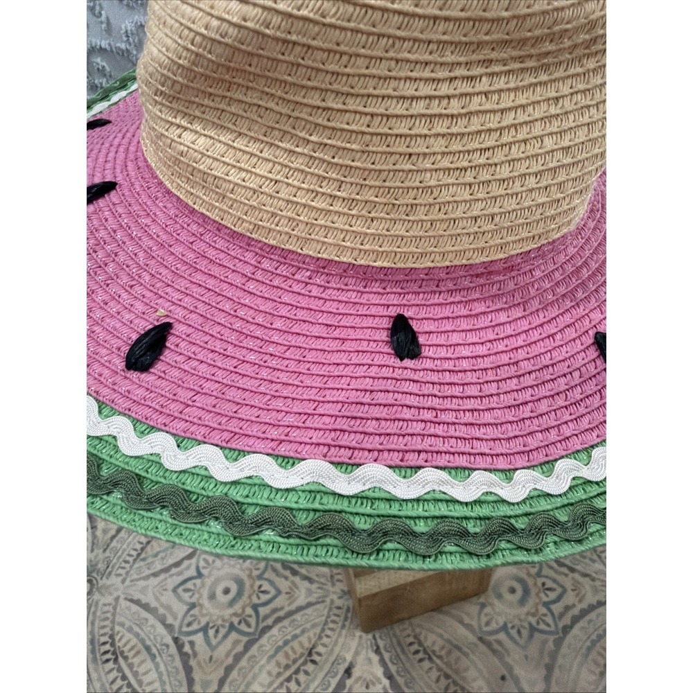 Watermelon Sun Hat Small Girl Child Straw Headband - Picture 5 of 13